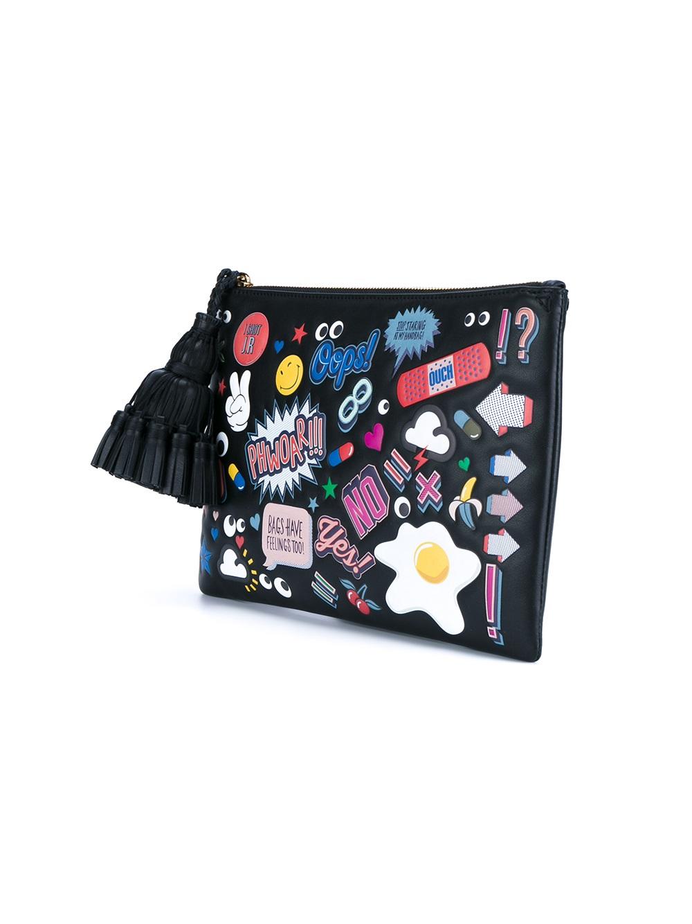 Leather Sticker Clutch Bag