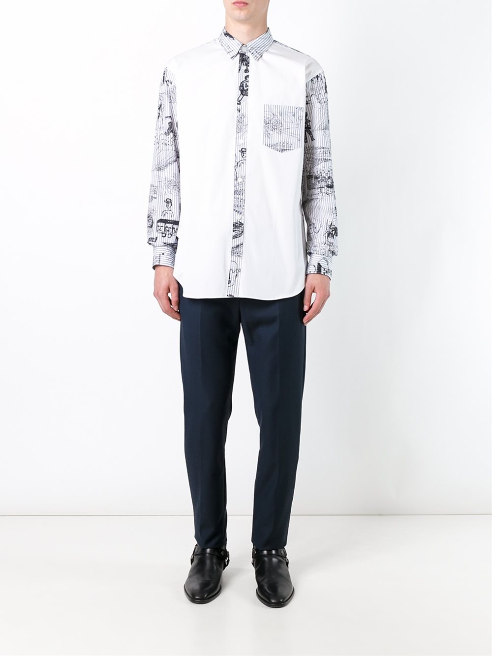 contrast panel printed shirt