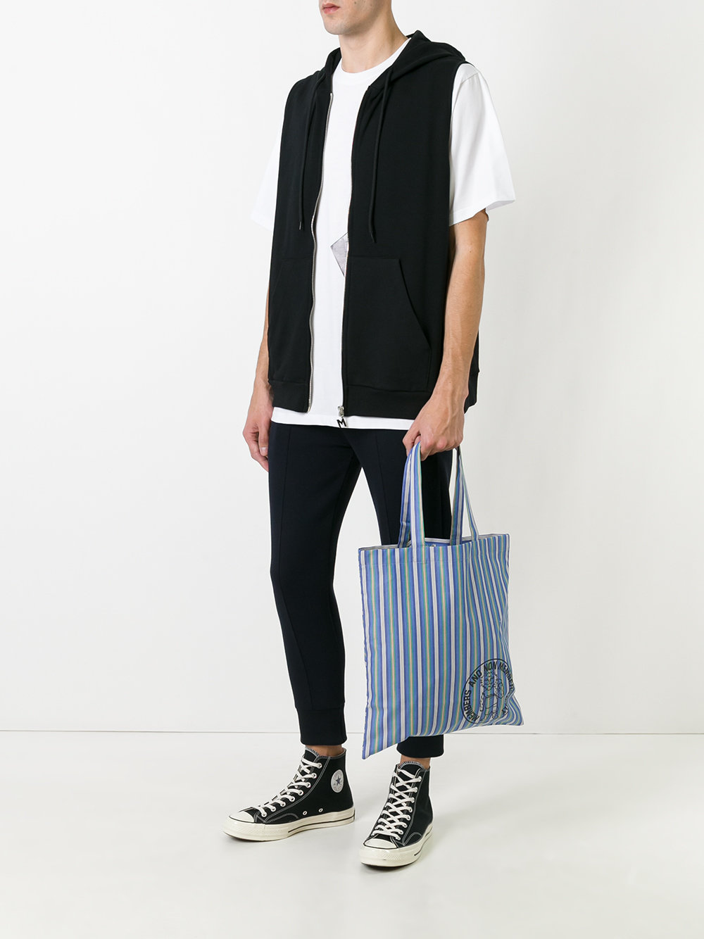 striped tote bag