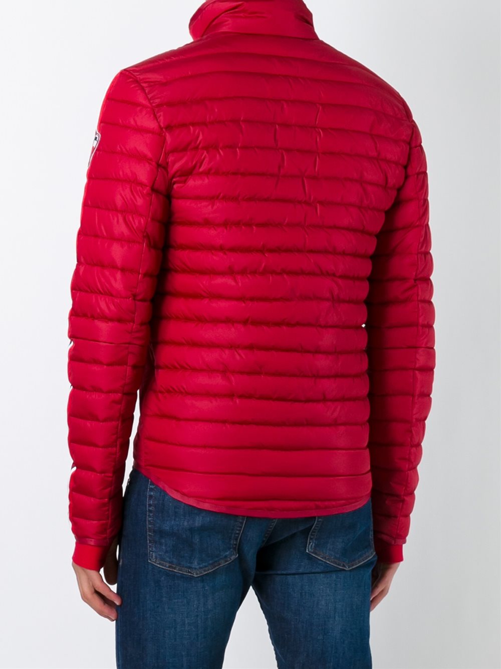 contrast stripe sleeve padded jacket