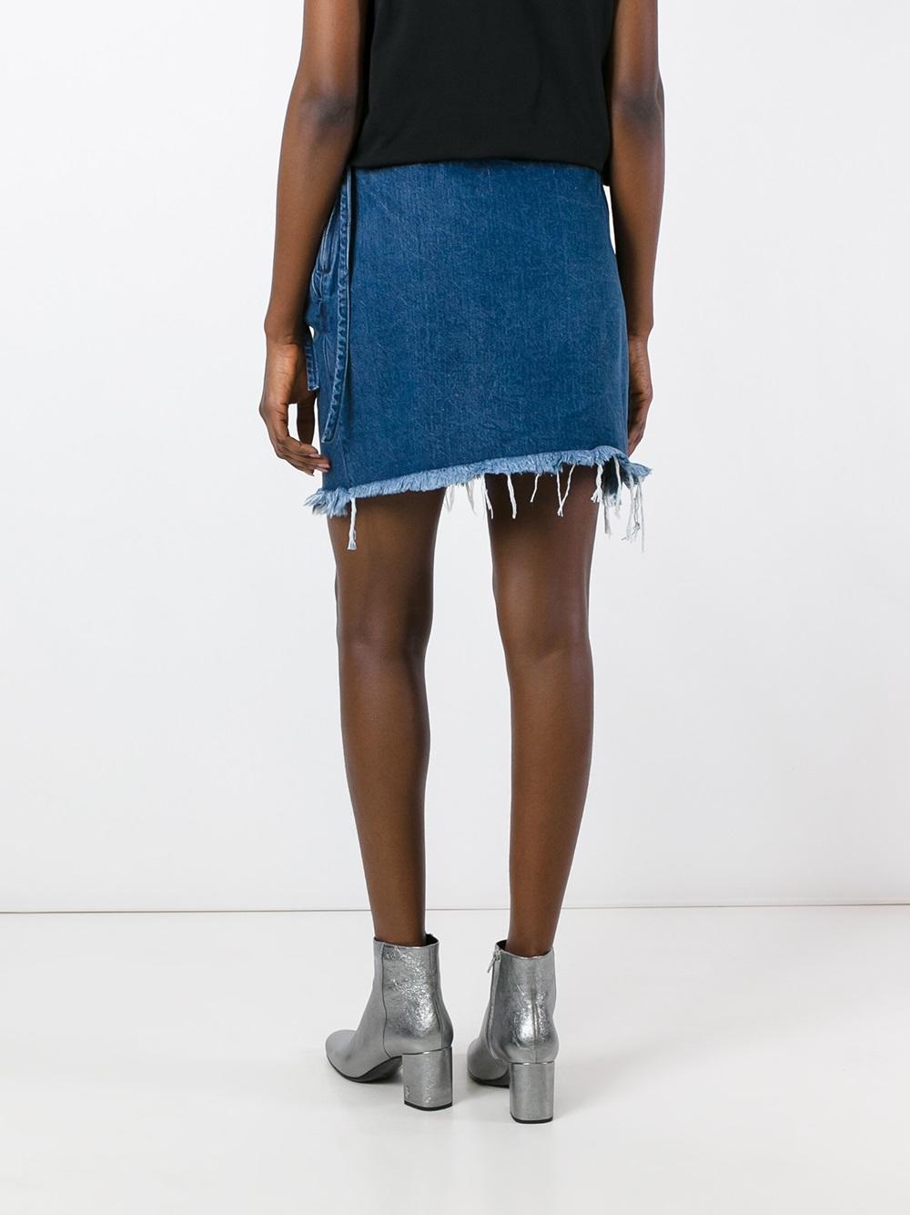 knot detail denim skirt