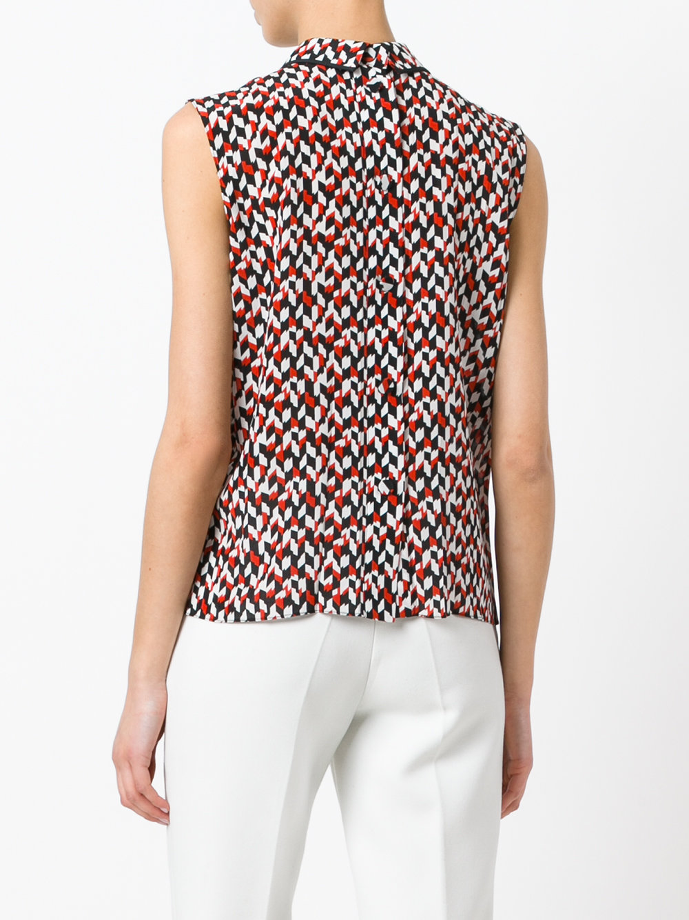 geometric pattern sleeveless blouse