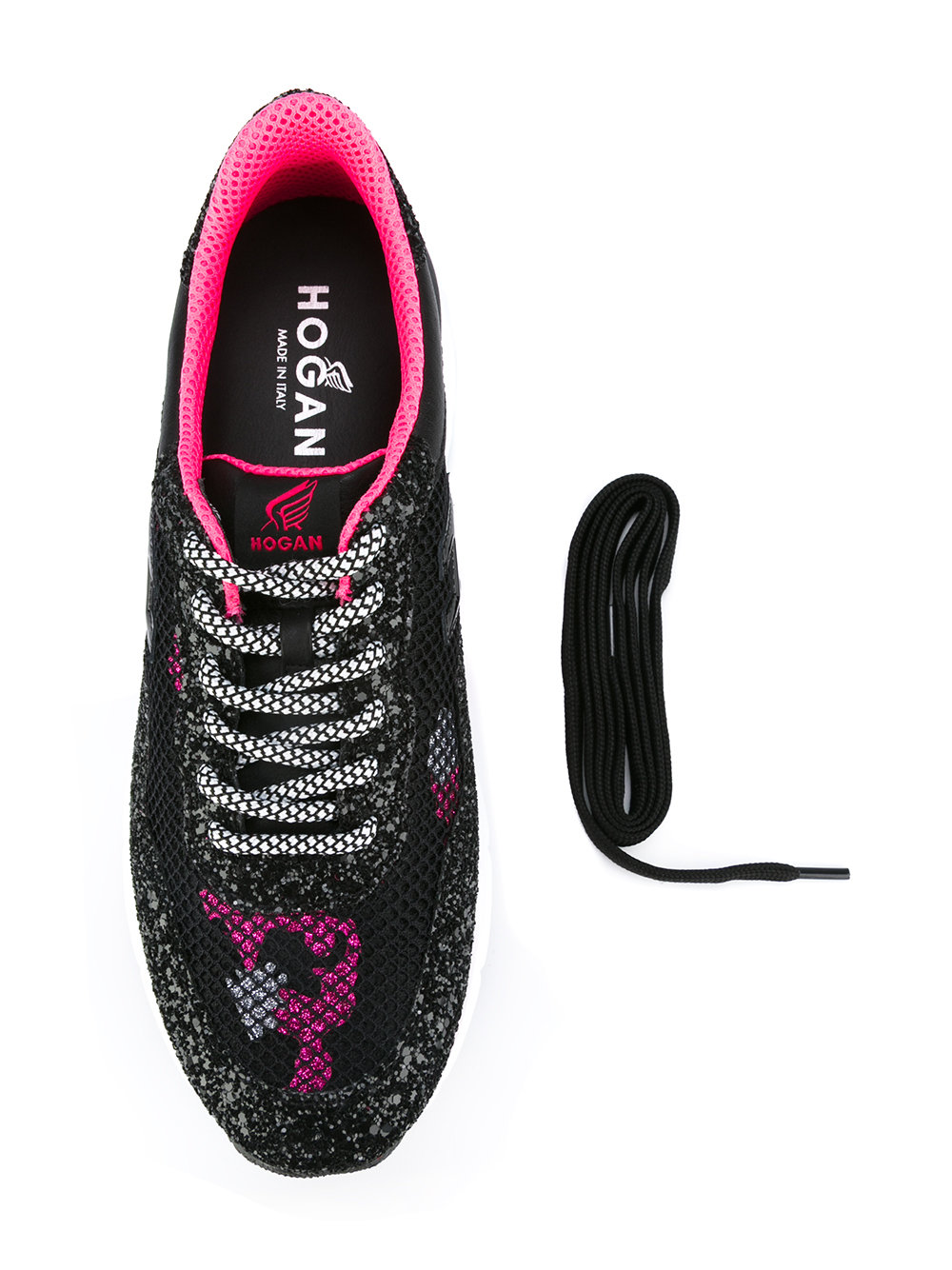 floral glitter-effect sneakers