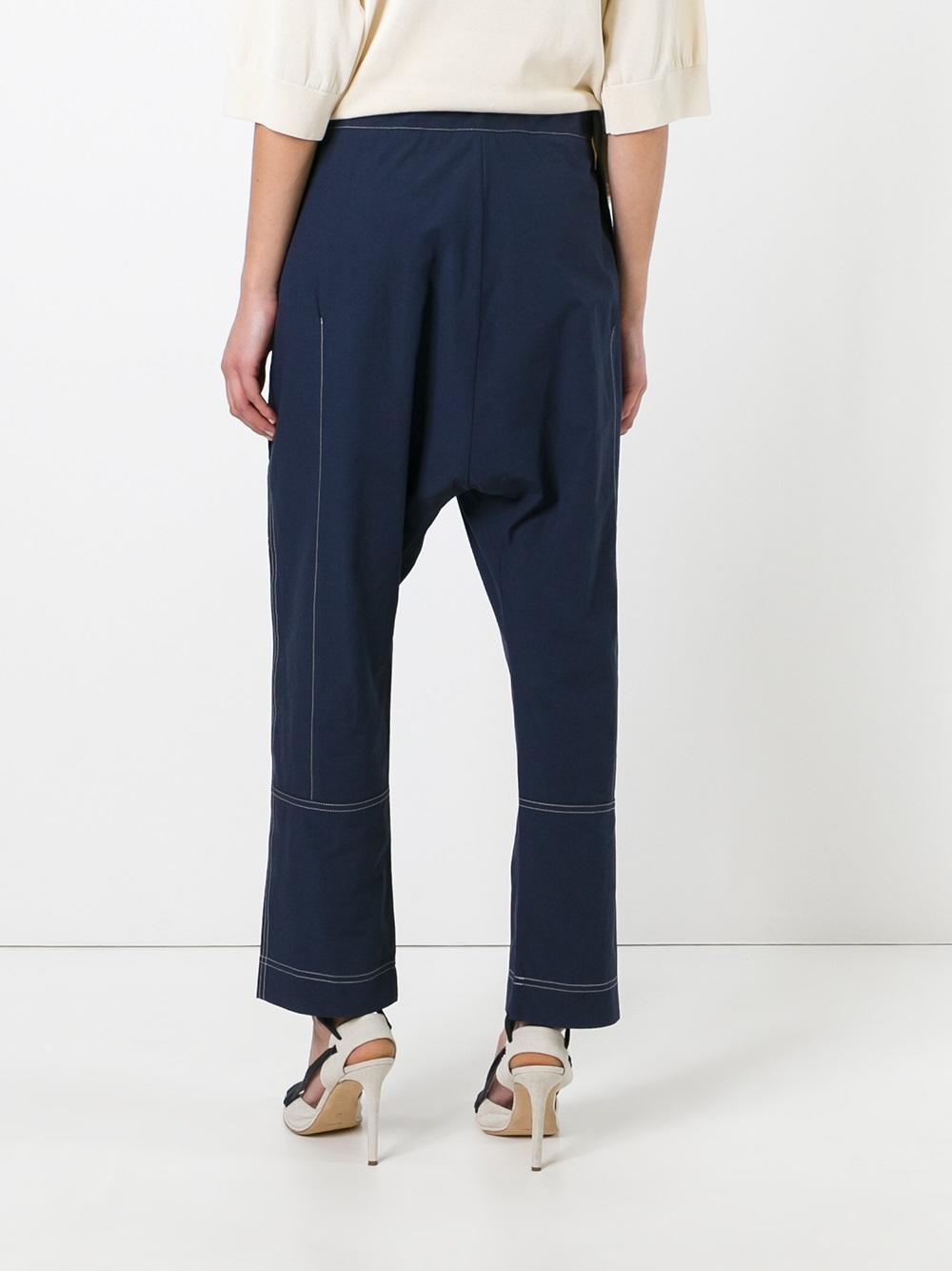 contrast stitch trousers