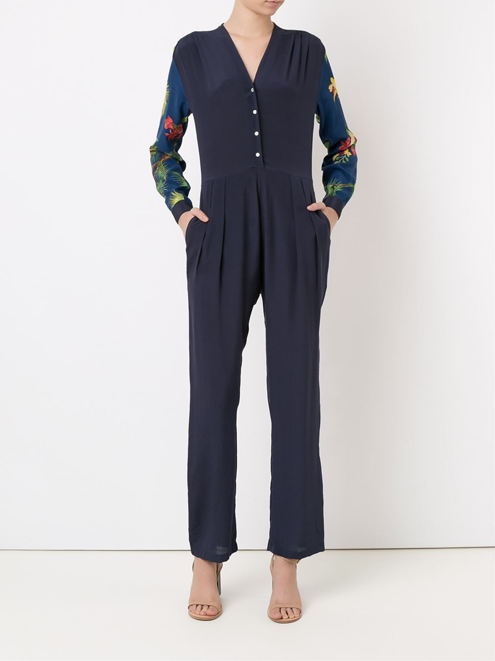 V-neck high waisted jumpsuit