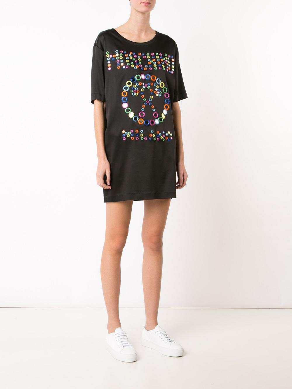 mirror embroidered logo dress