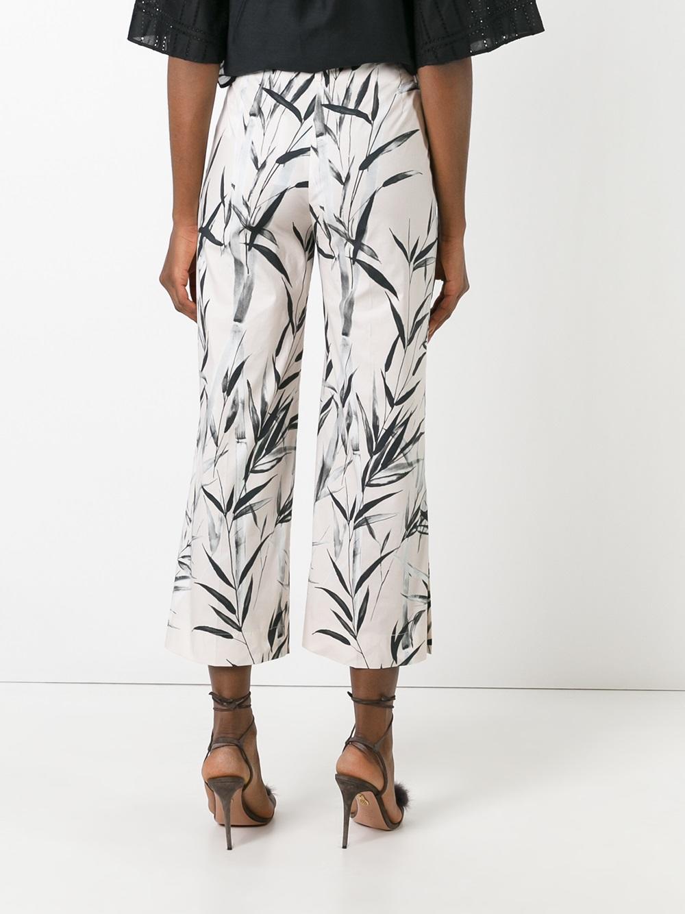 leaves print cropped trousers