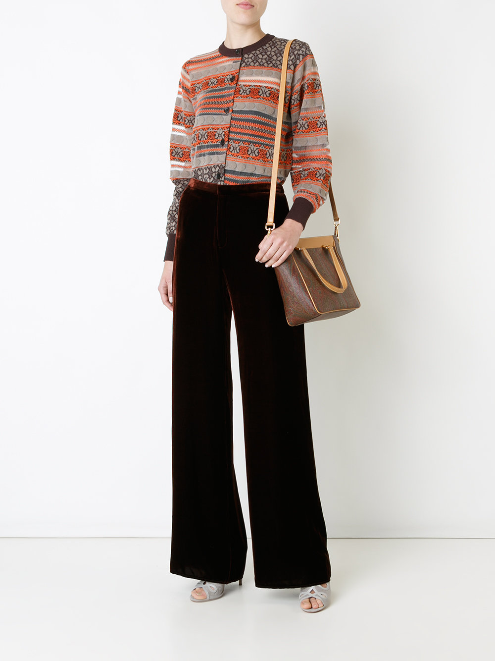 trapeze bodied, paisley patterned shoulder bag