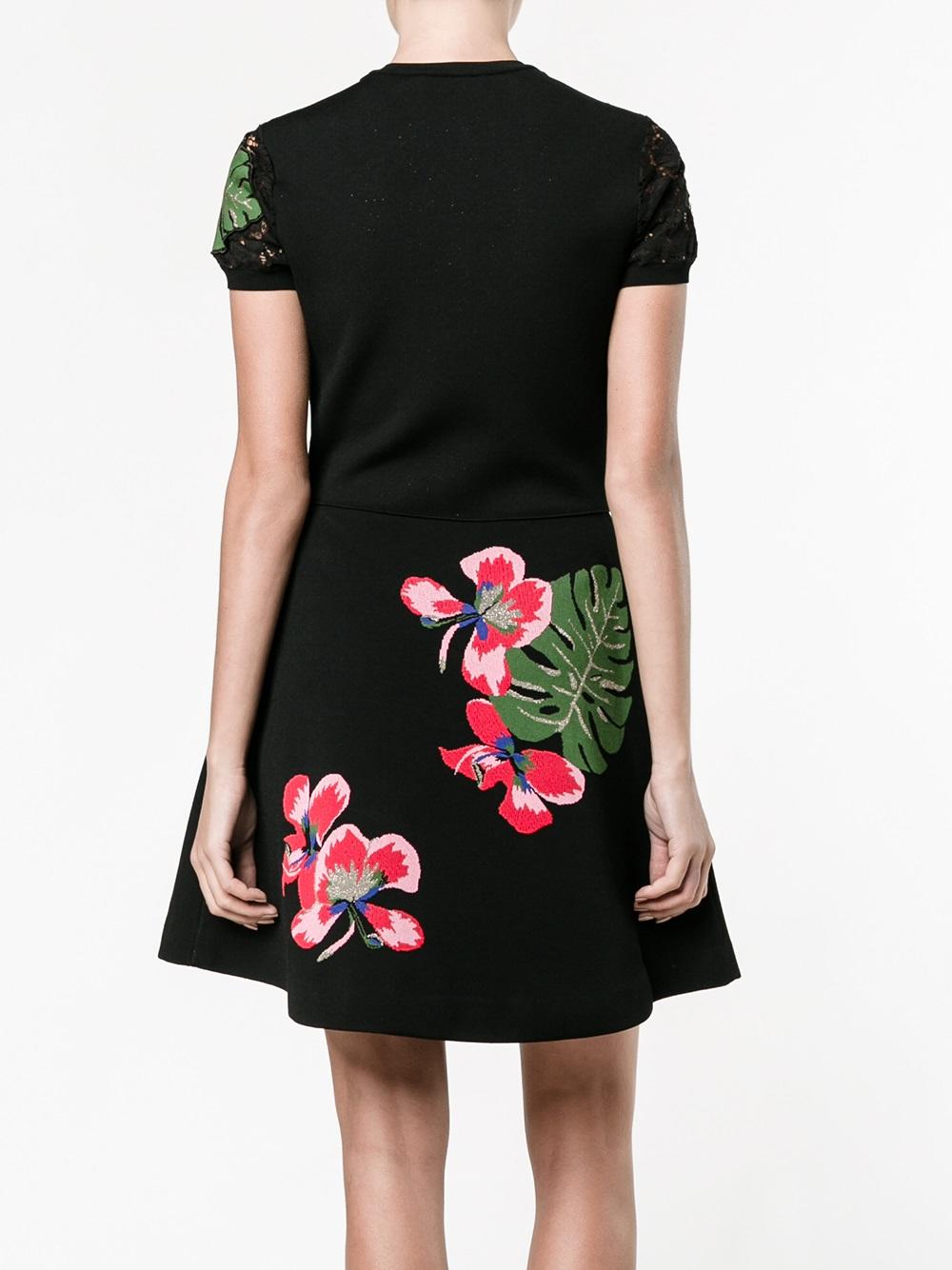 floral intarsia mini dress