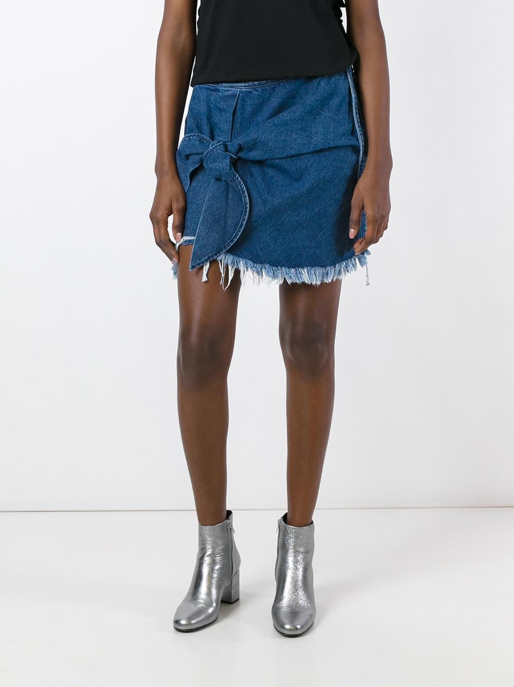 knot detail denim skirt