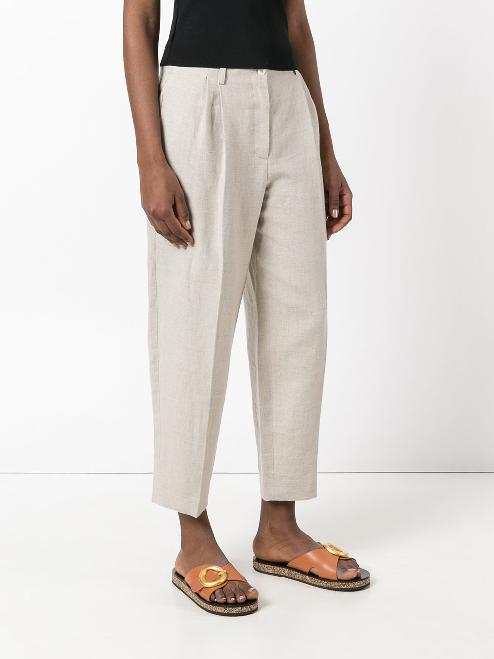 pleated detail cropped trousers