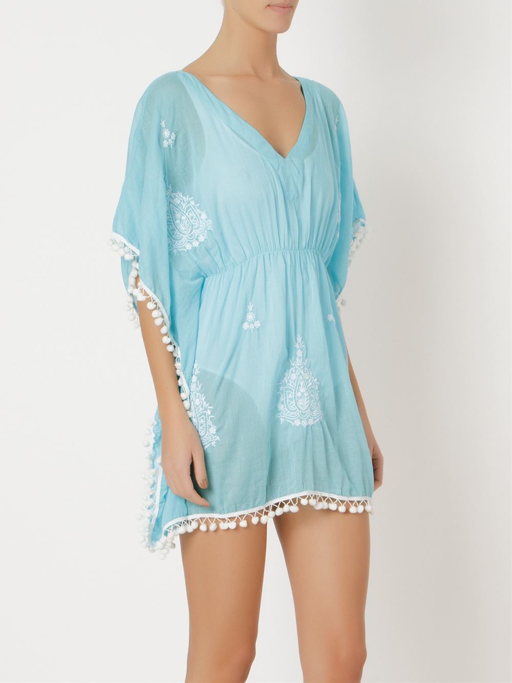 v-neck embroidered kaftan