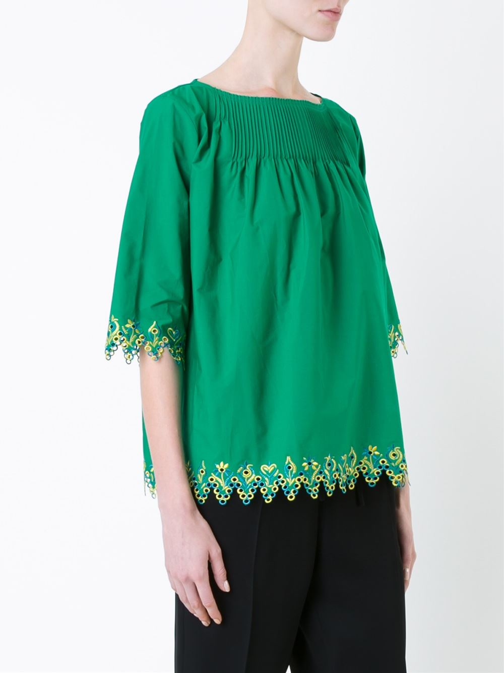 embroidered trim blouse