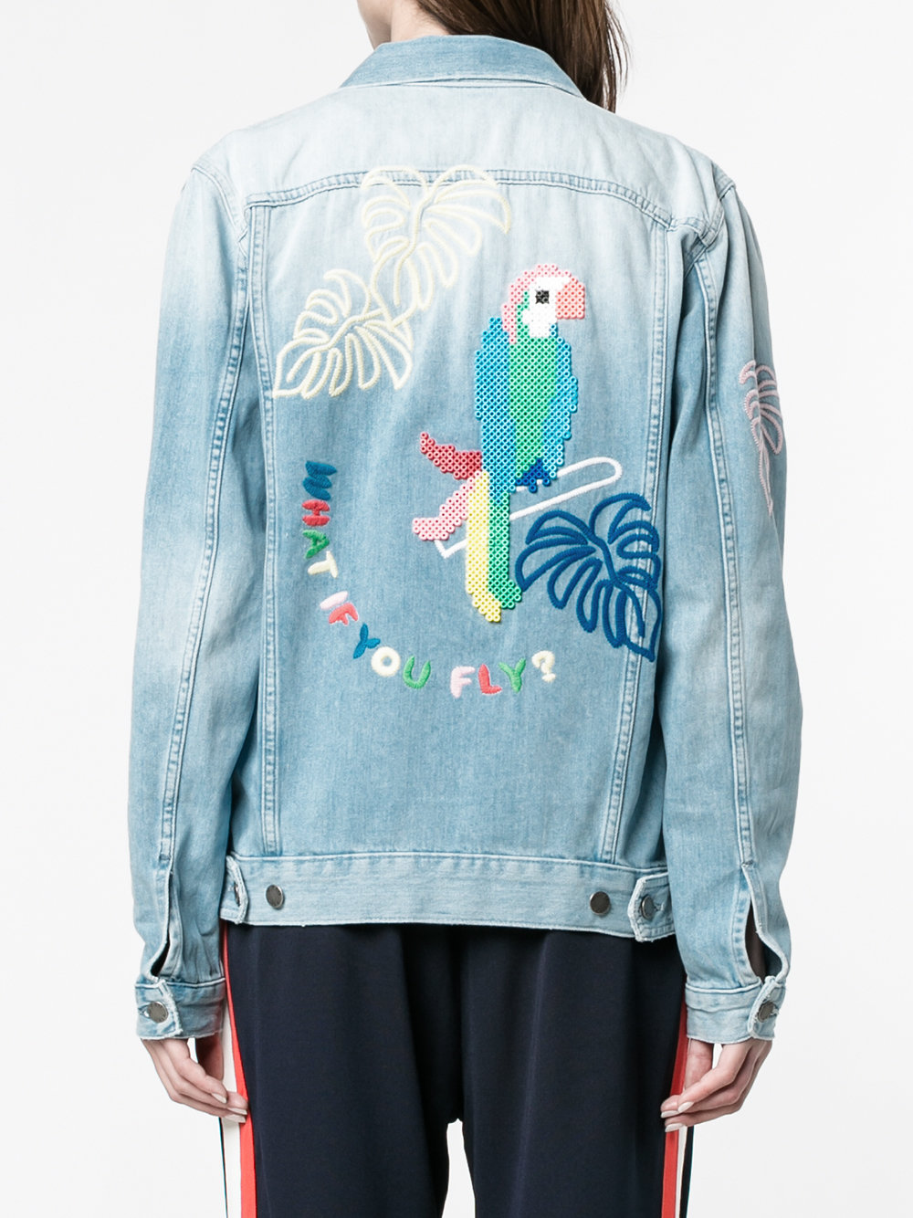 Hama bead embellished denim jacket