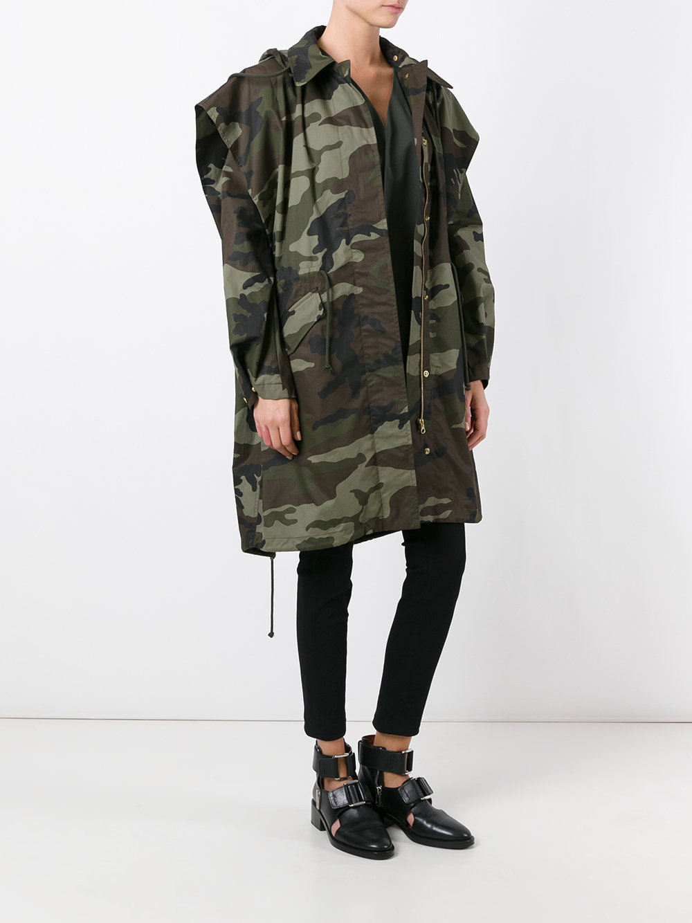 camouflage print coat