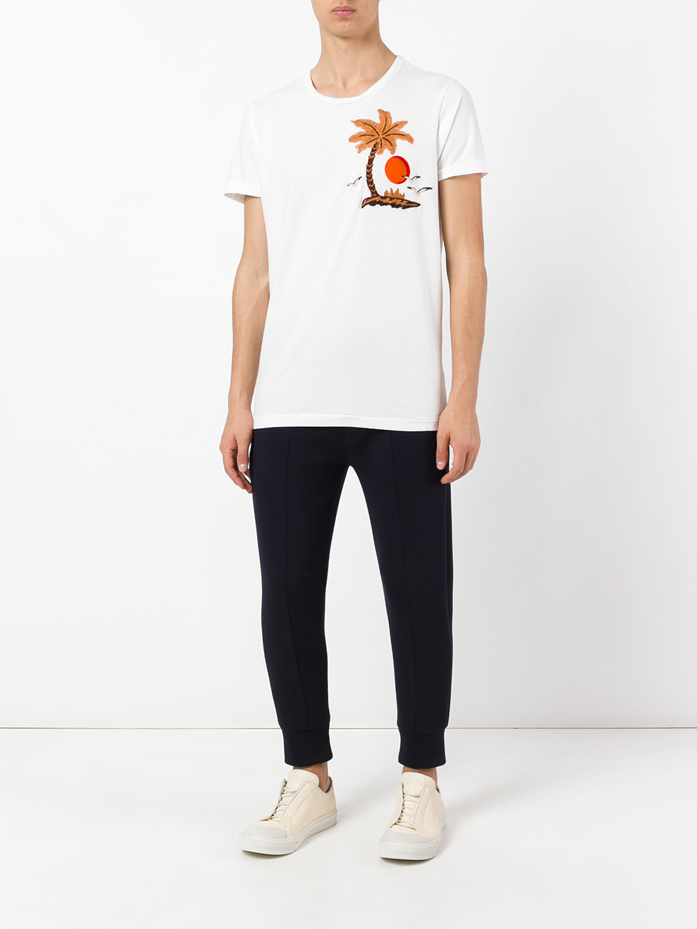 embroidered palm tree T-shirt