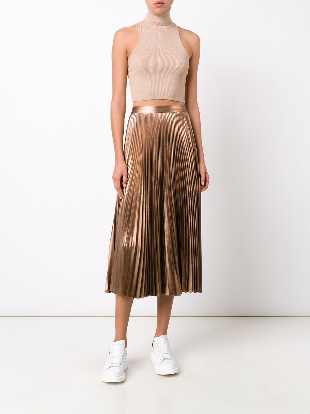 pleated mid skirt