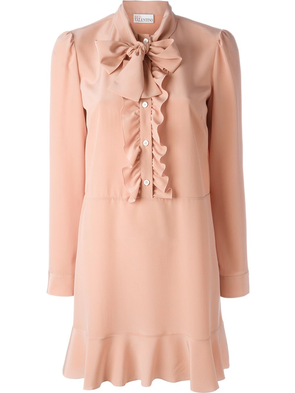 荷叶边蝴蝶结连衣裙