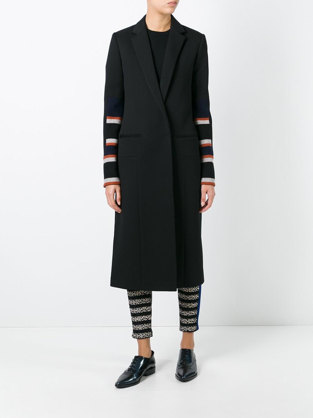 striped sleeve coat