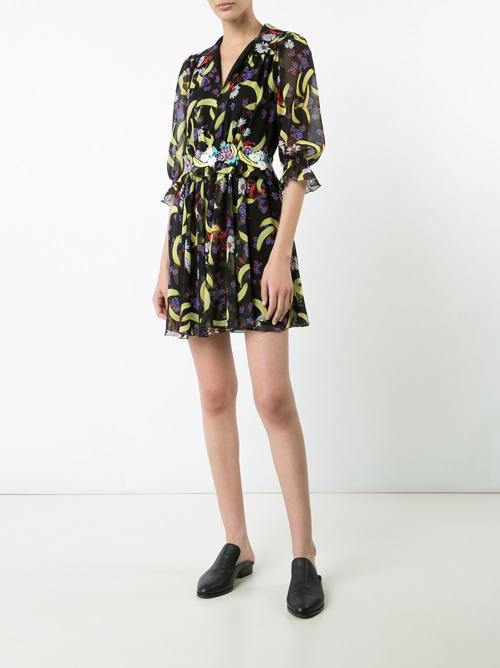 multiple print sheer dress