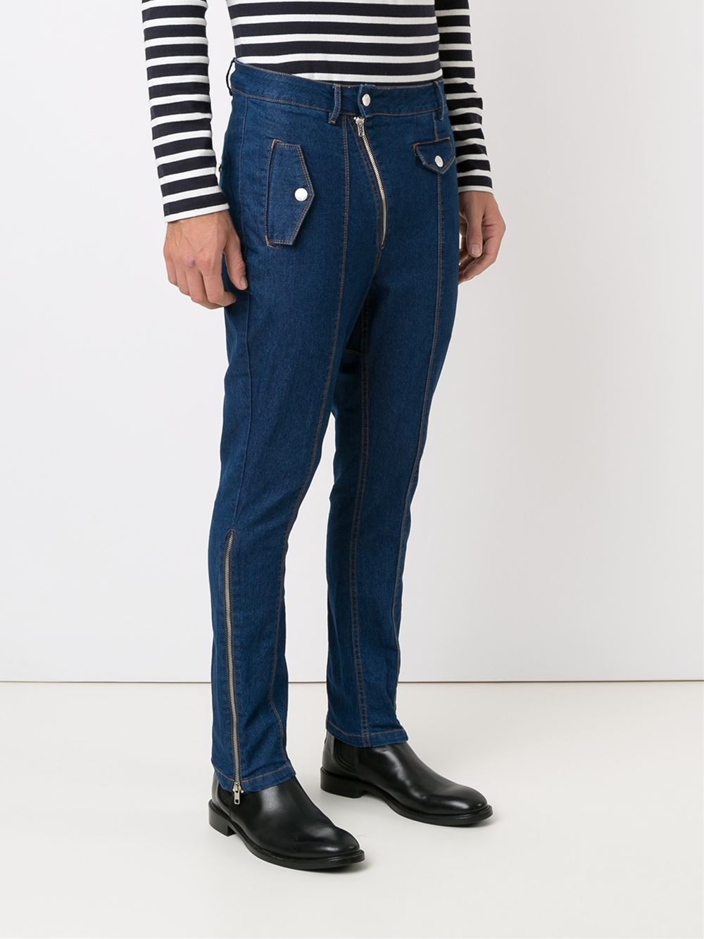 seam detailed straight jeans