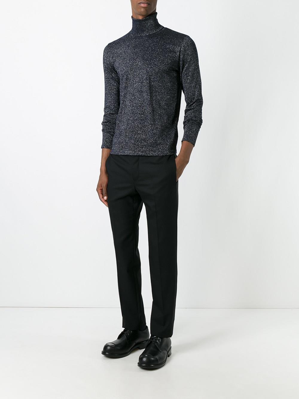 metallic roll neck jumper