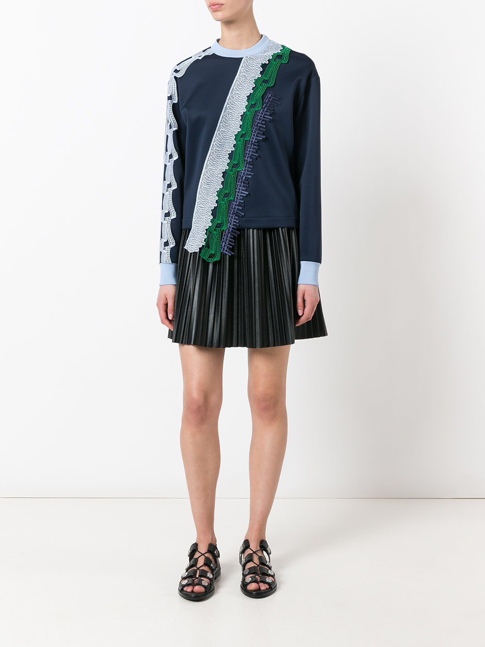 diagonal lace panel knitted top