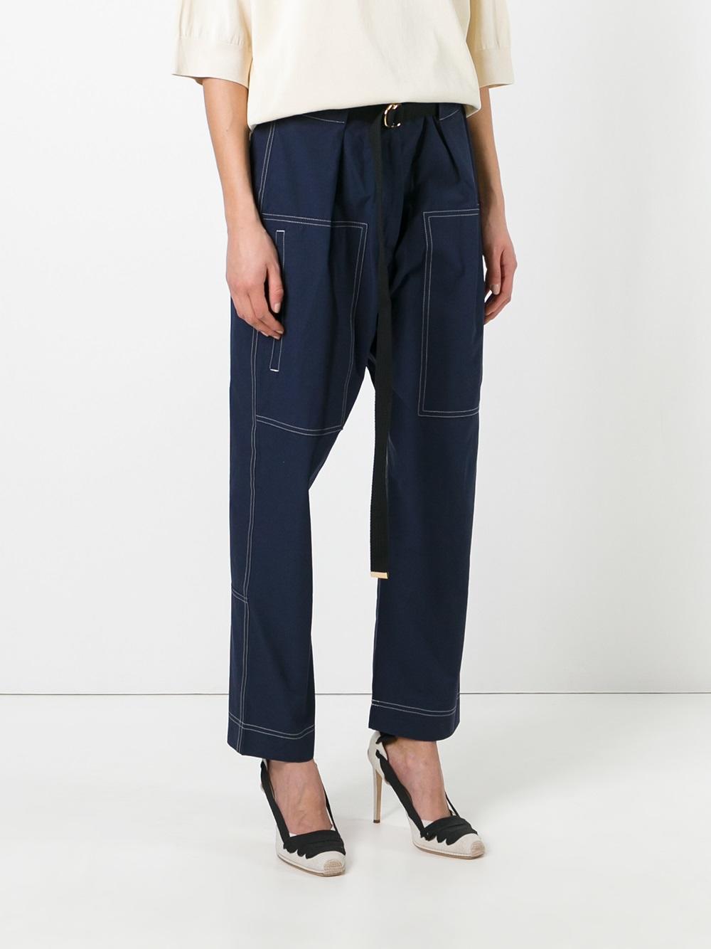 contrast stitch trousers