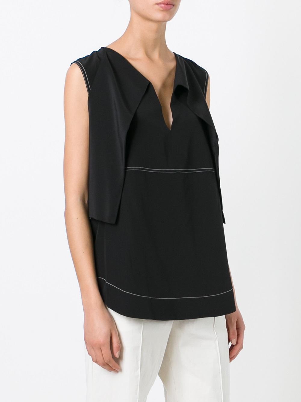 sleeveless contrast stitch blouse