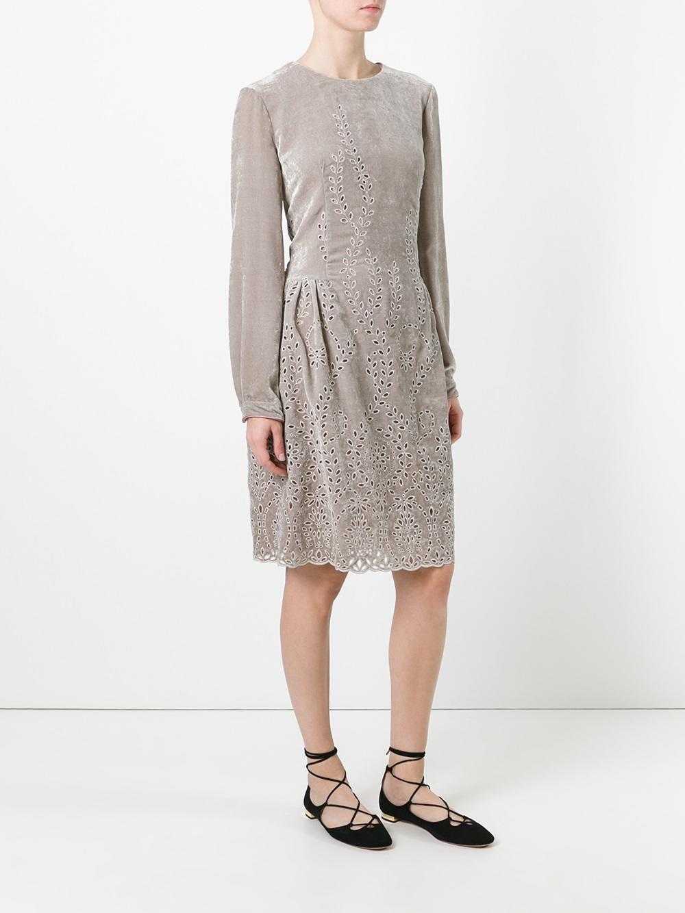 perforated detailing flared dress