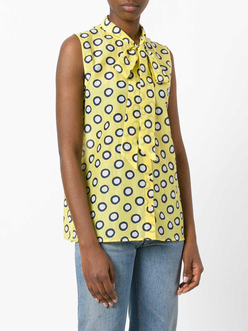 tied neck sleeveless shirt