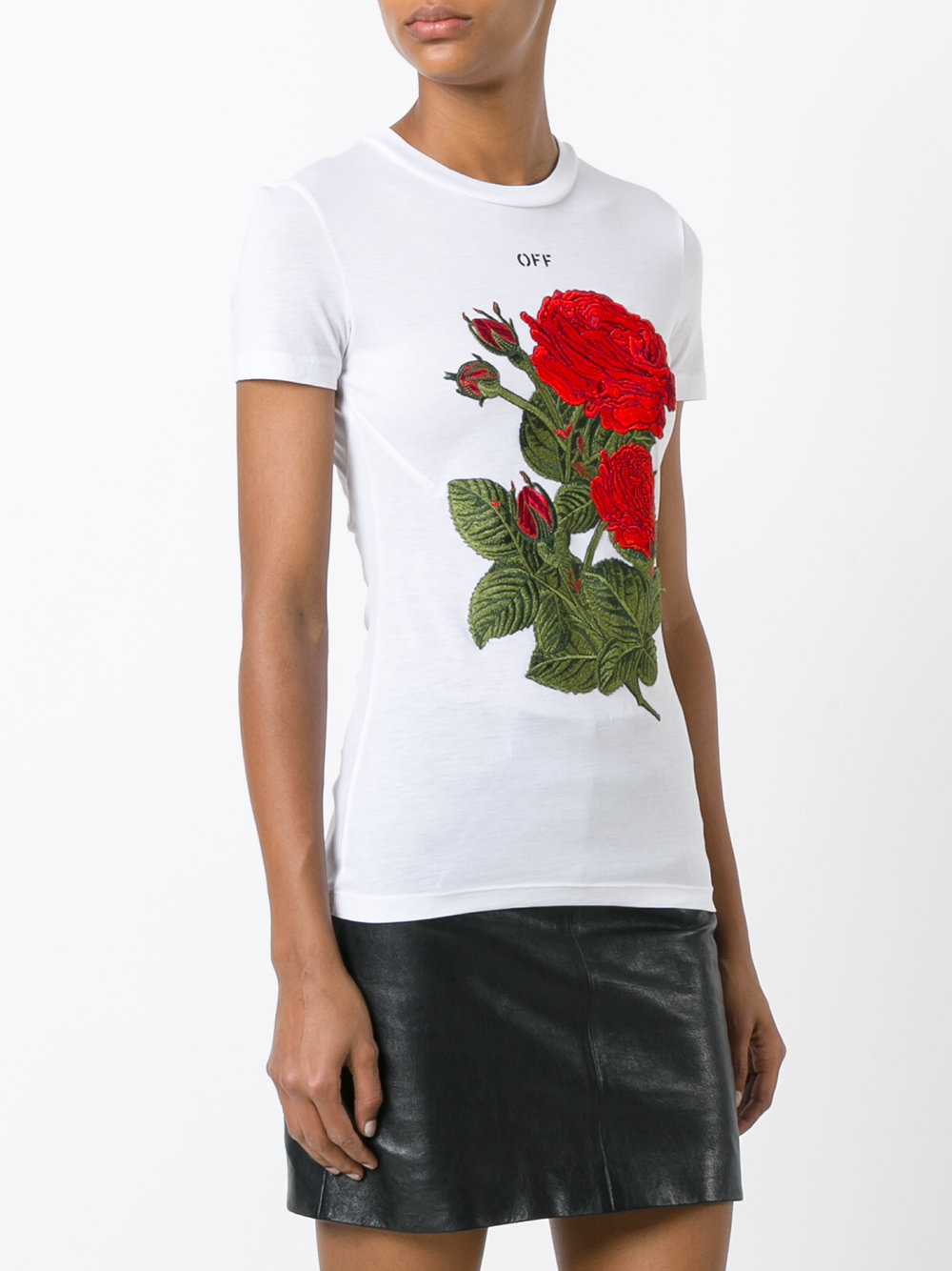 roses patch T-shirt