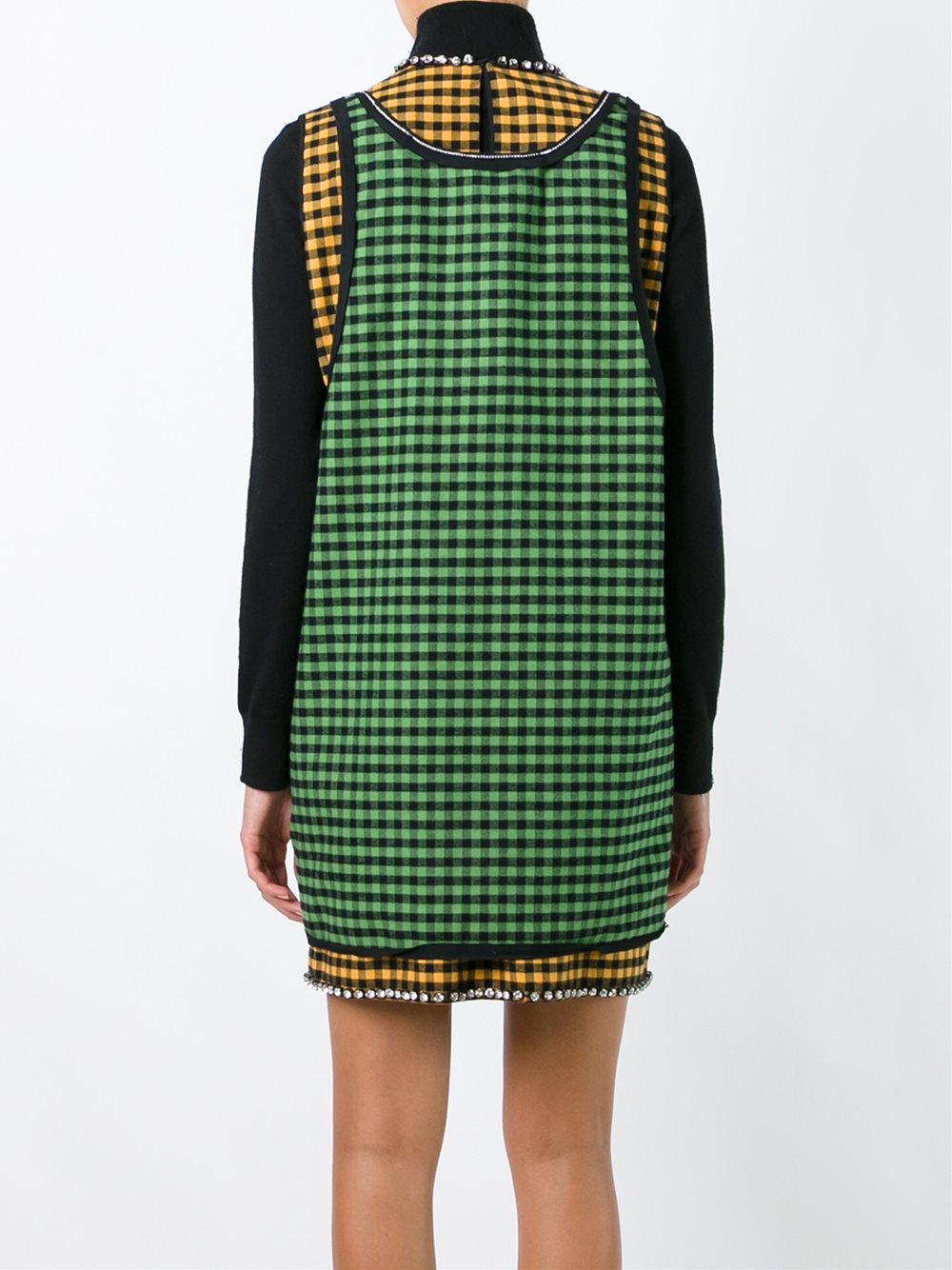 embellished checked dress