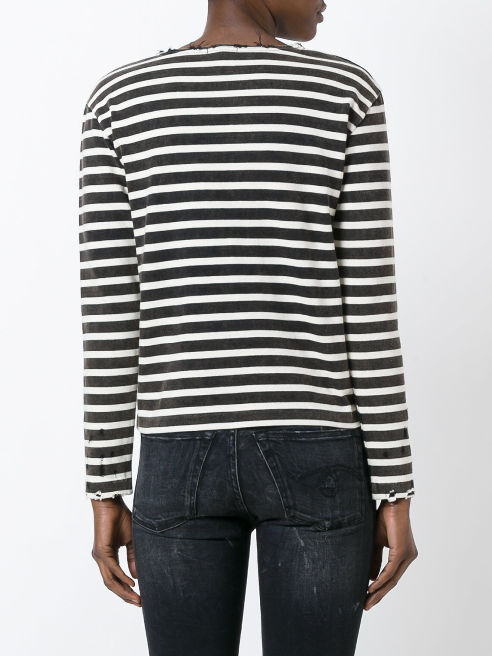 striped destroyed T-shirt
