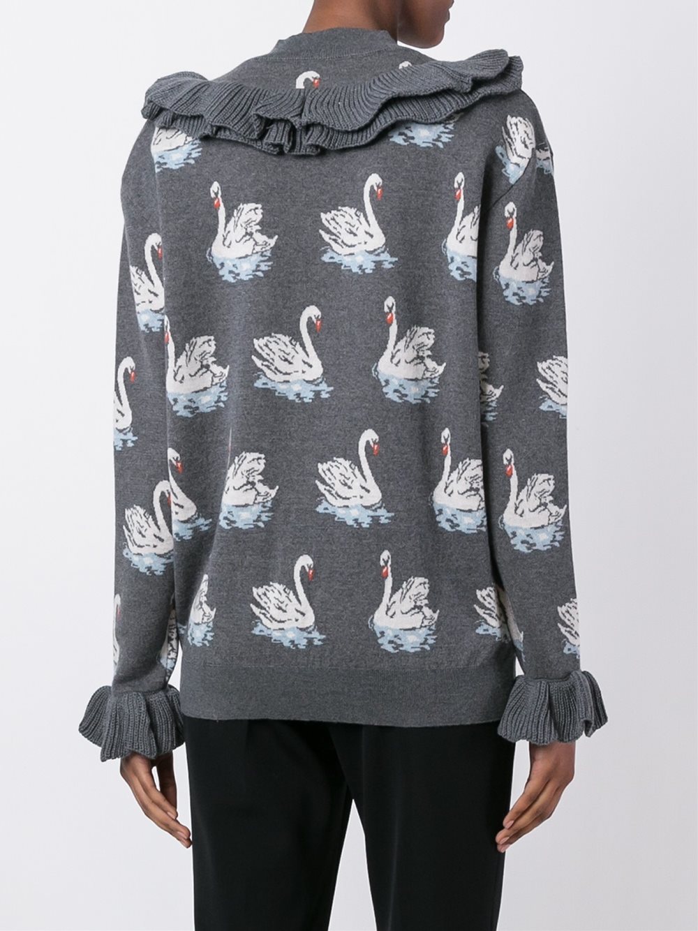 swan print knitted top