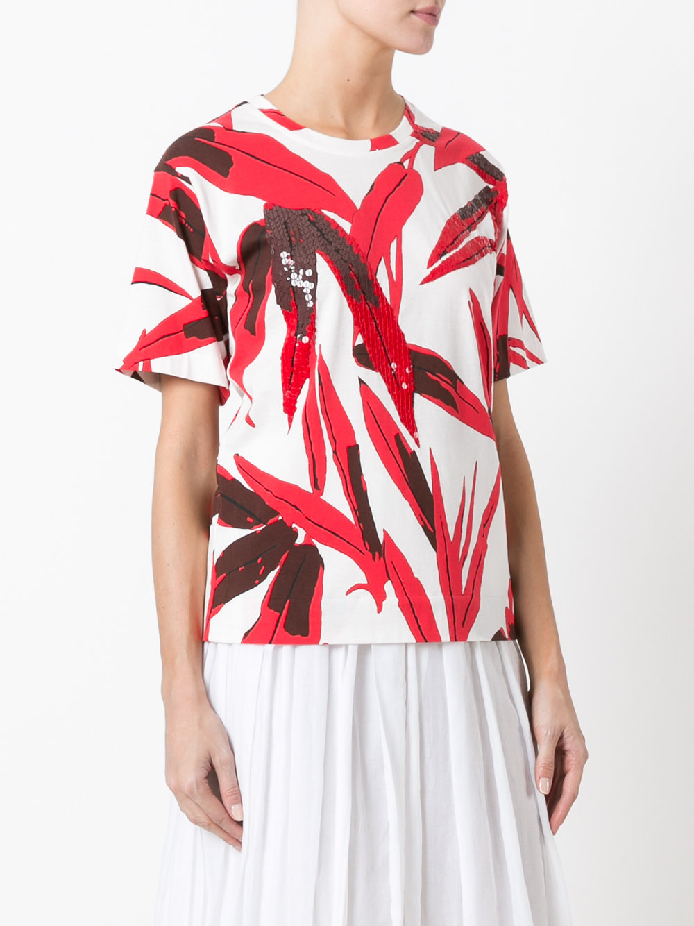 leaf print T-shirt