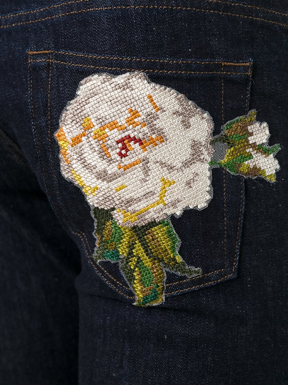 rose patch jeans 