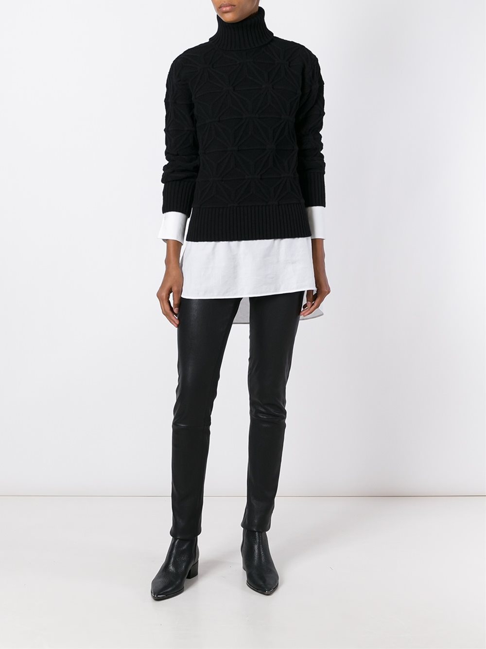 pattern knit turtleneck jumper