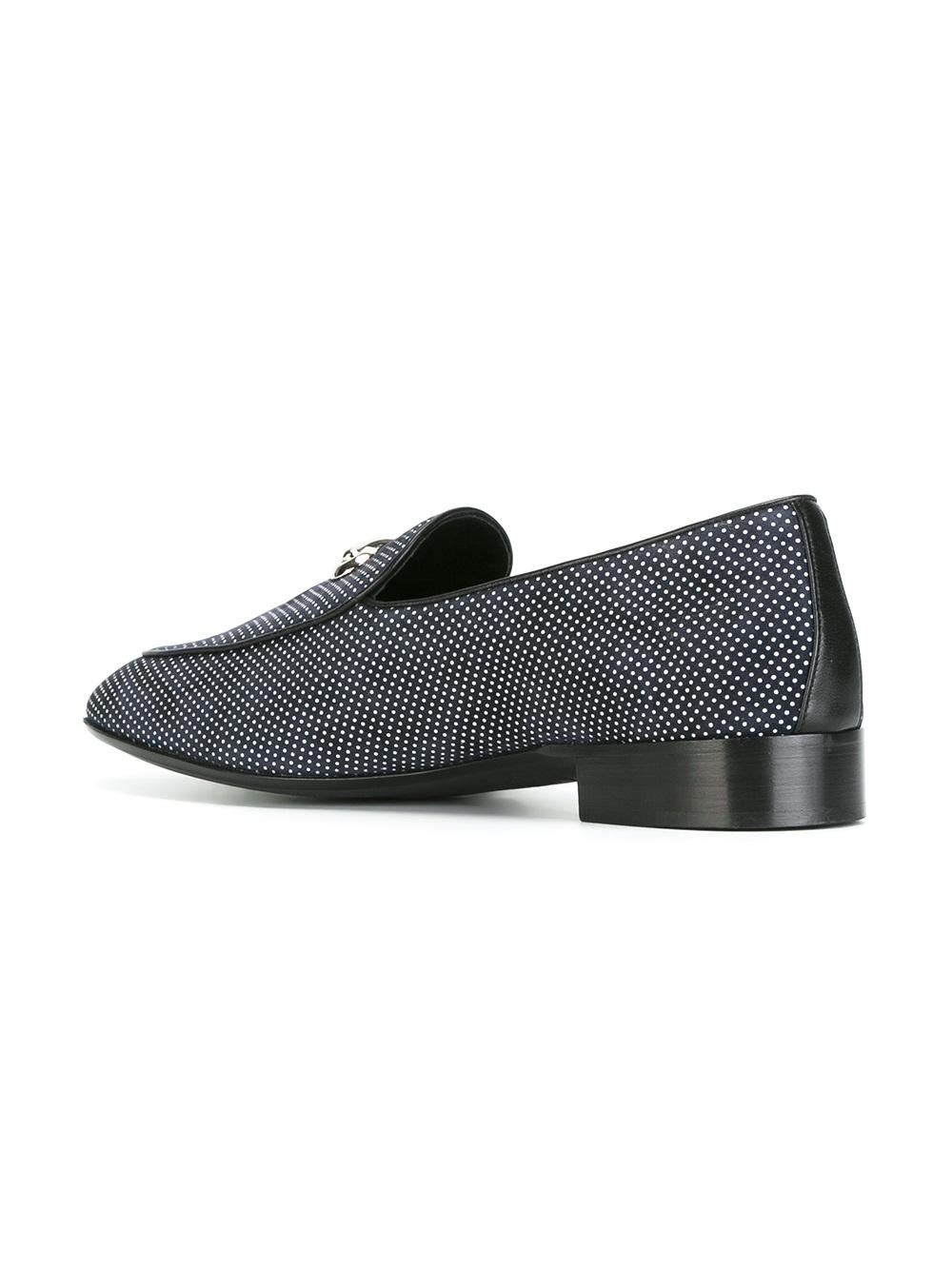 buckle detail dots print loafers