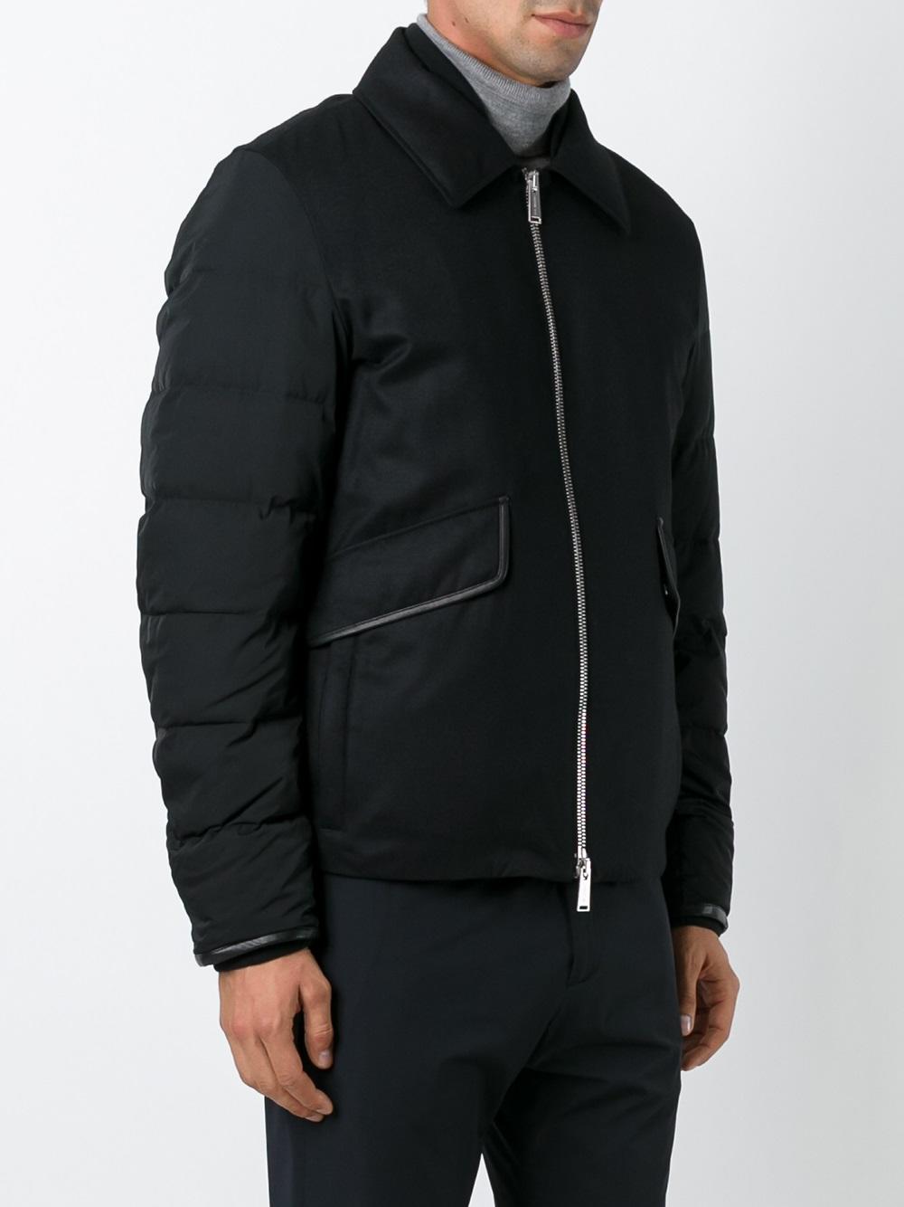 padded sleeve zip-up jacket