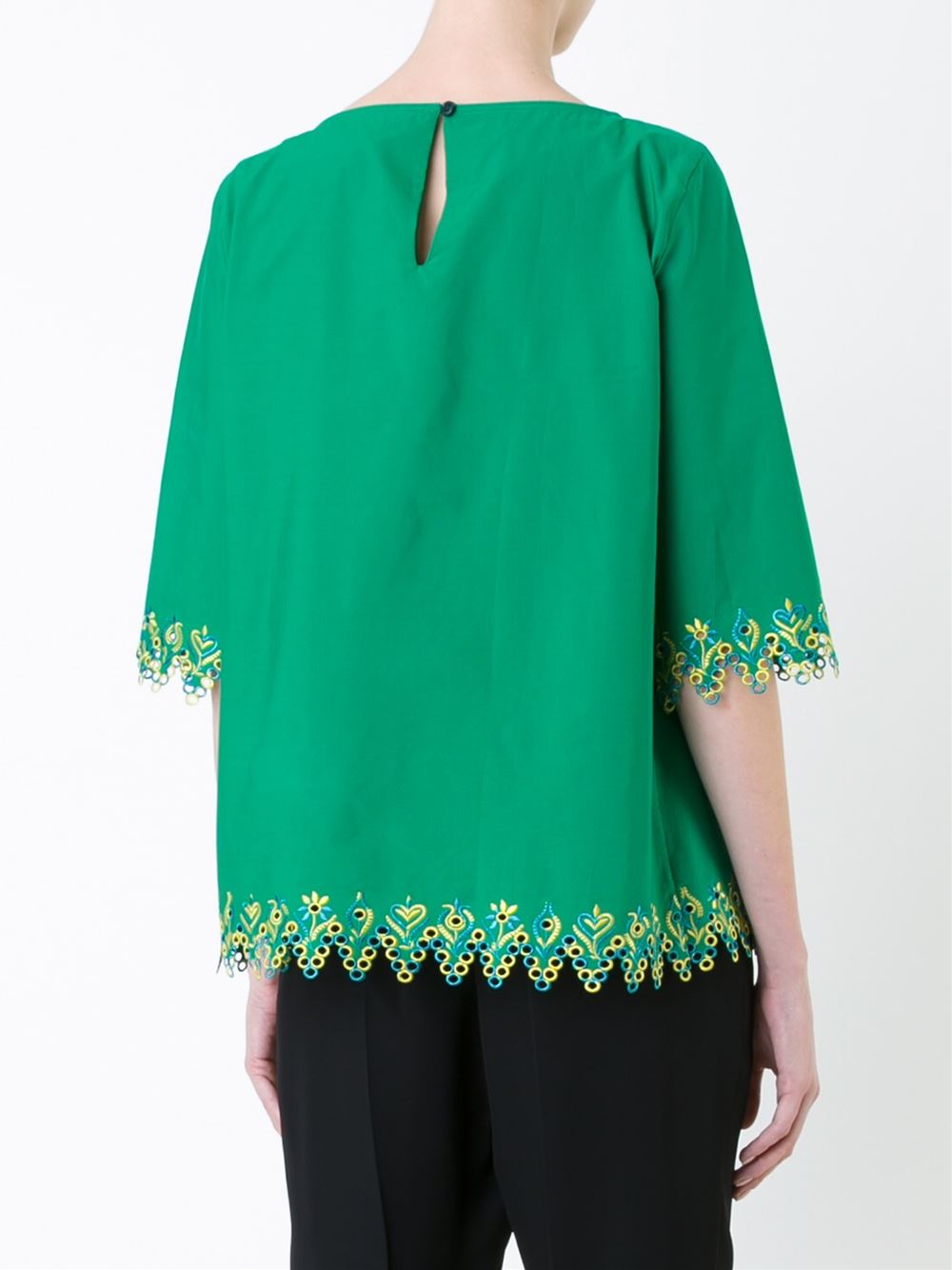 embroidered trim blouse