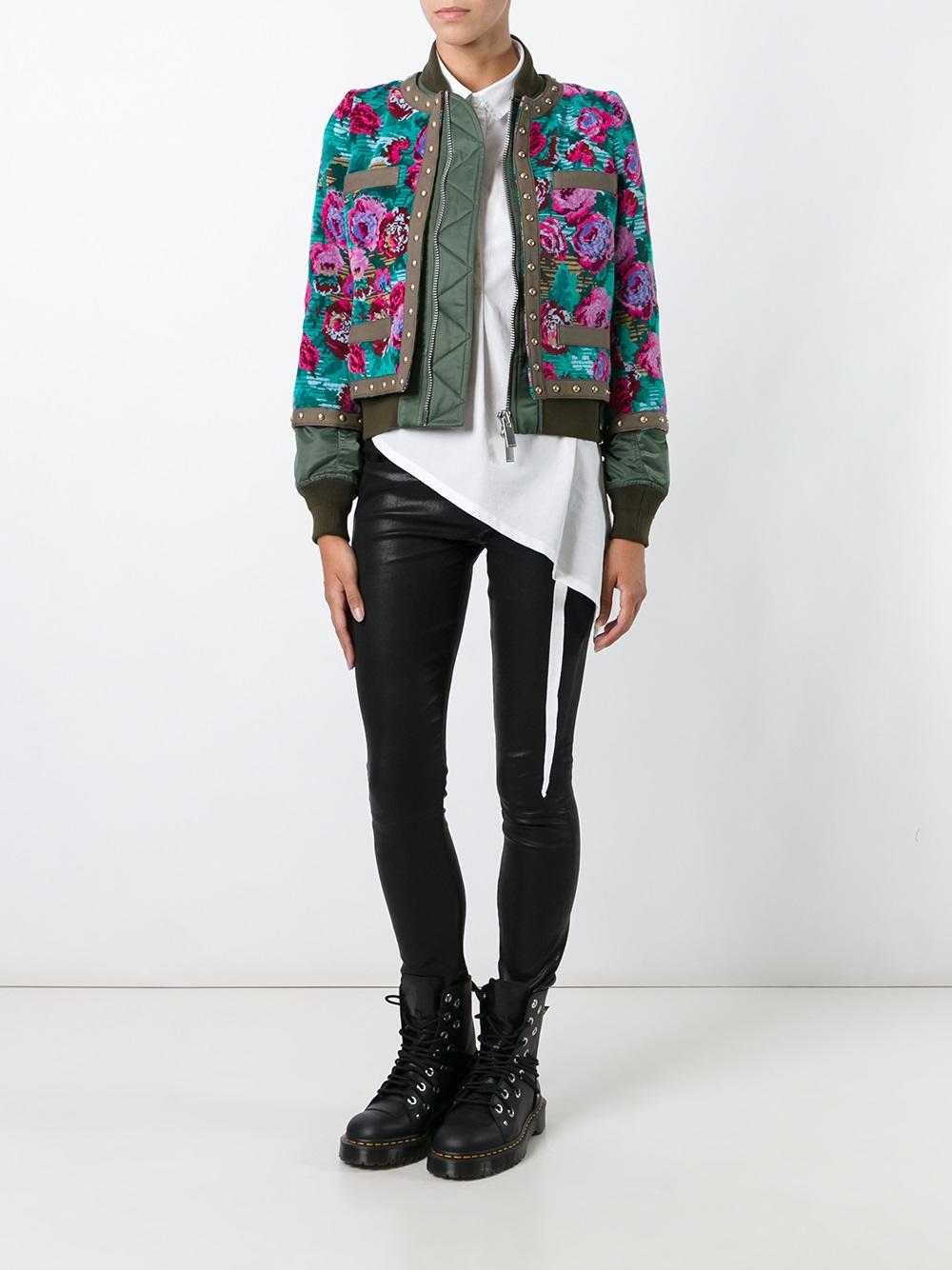 floral jacquard bomber