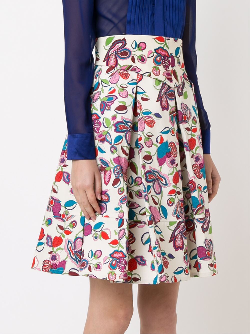 print flared skirt