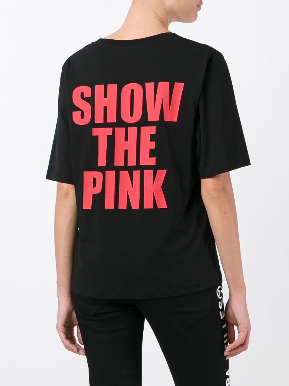 show the pink印花T恤