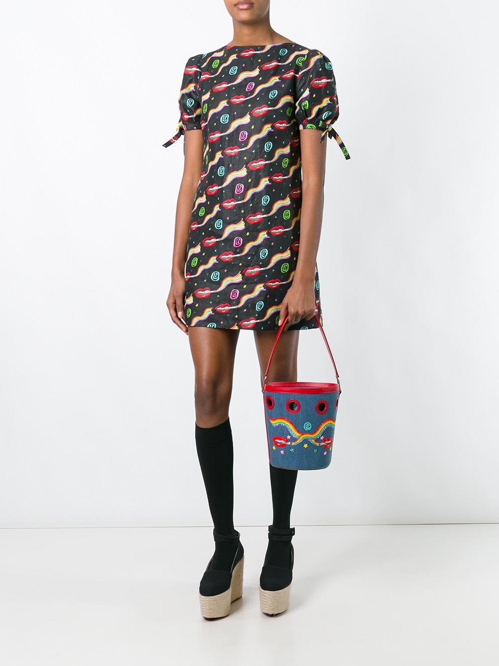 smoking lips print mini dress