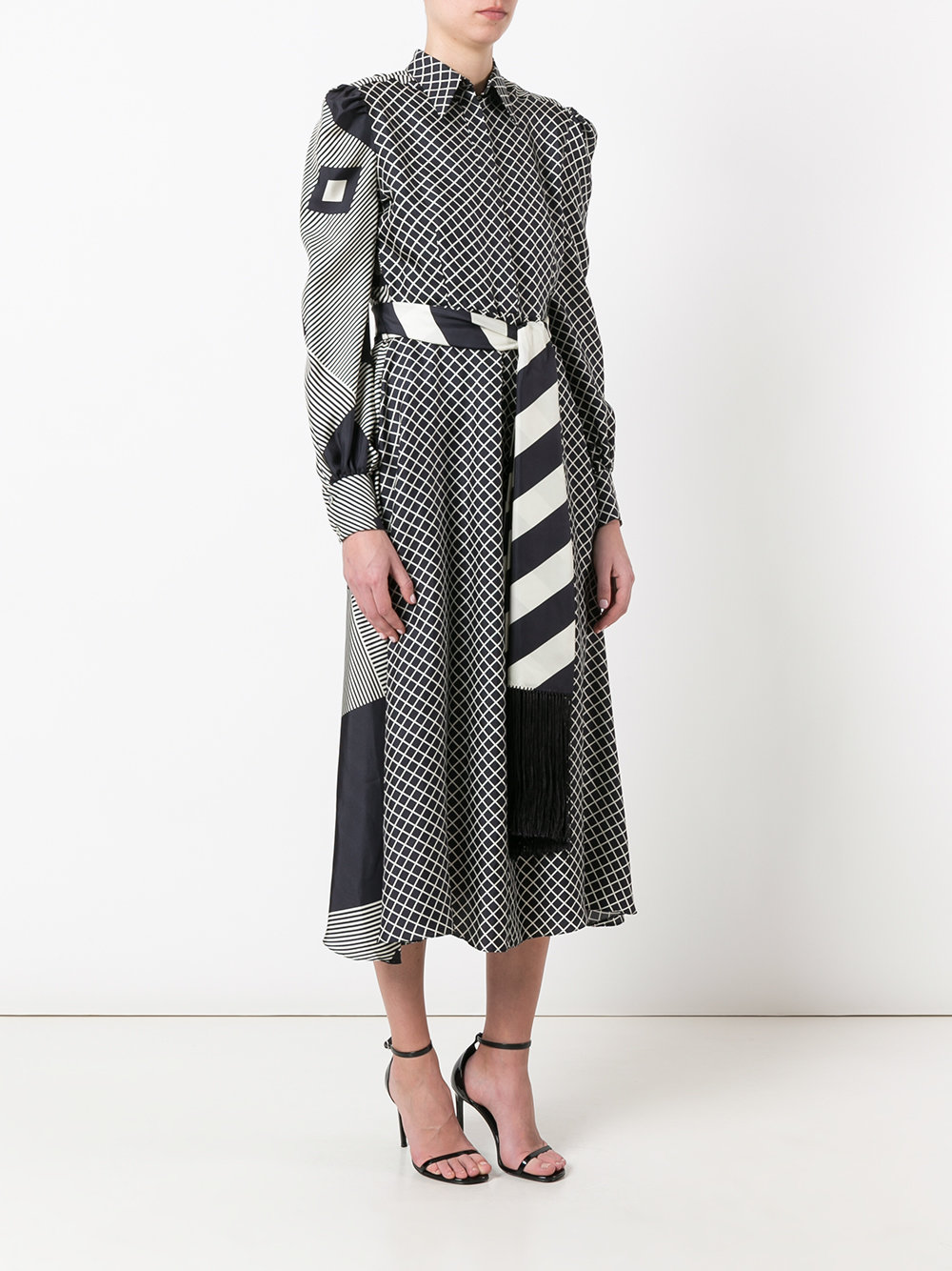 multi-print shirt dress