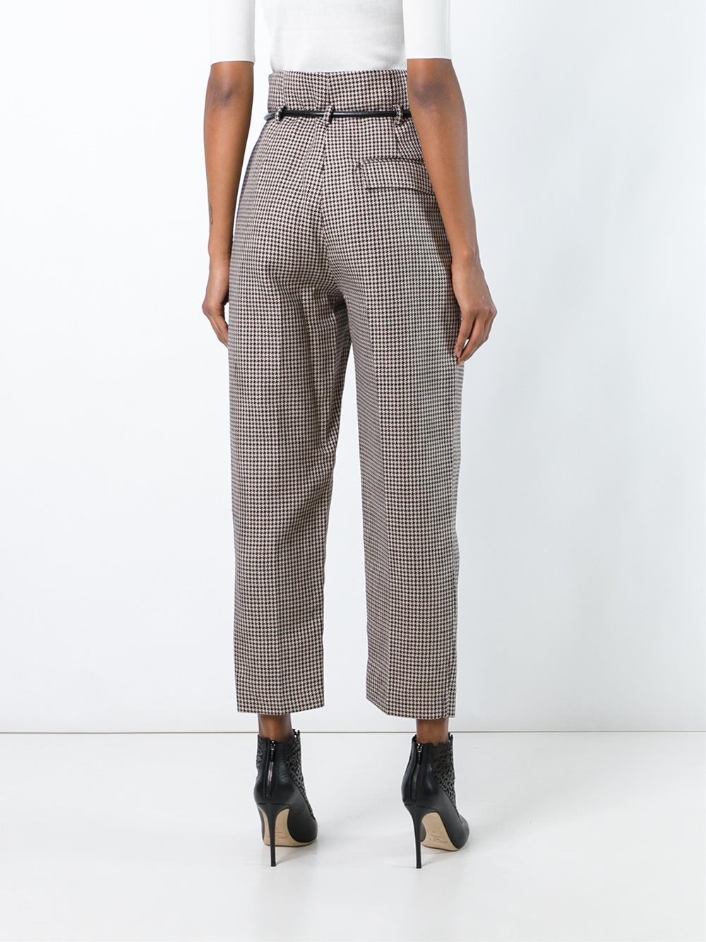 origami pleat houndstooth trousers