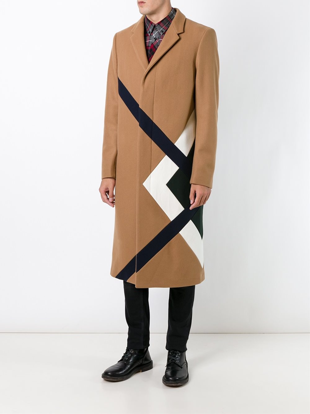 large plaid single breasted coat