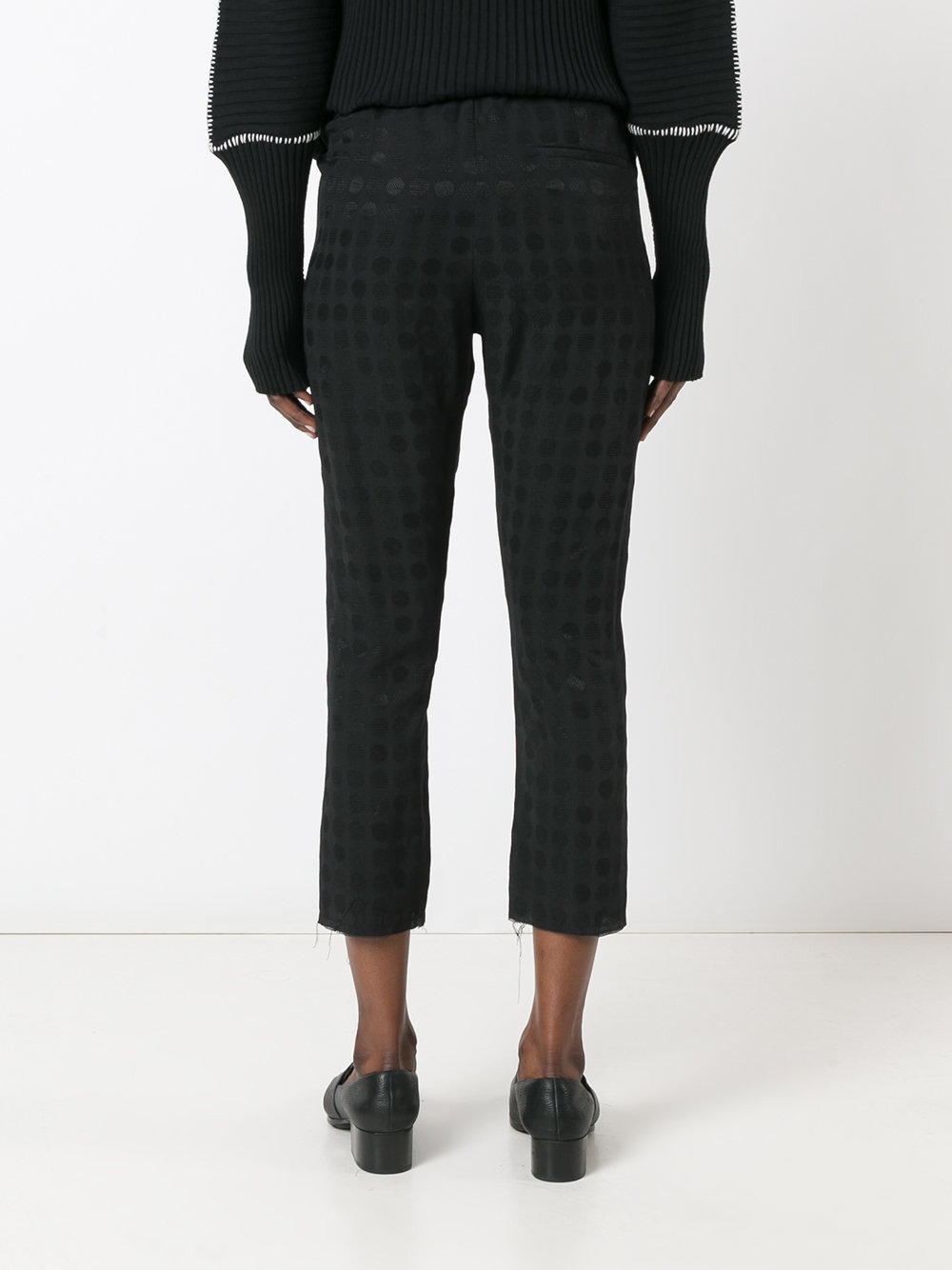 cropped slim cut trousers
