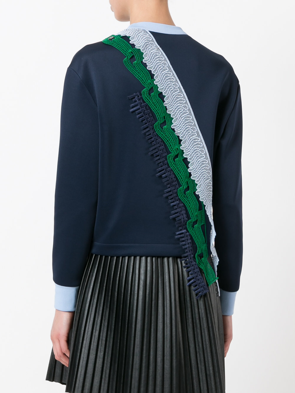 diagonal lace panel knitted top
